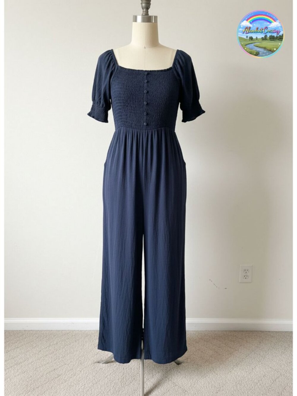 Dokotoo Women's 100% Polyester Lantern Sleeve Wide Leg Jumpsuit with Pockets
